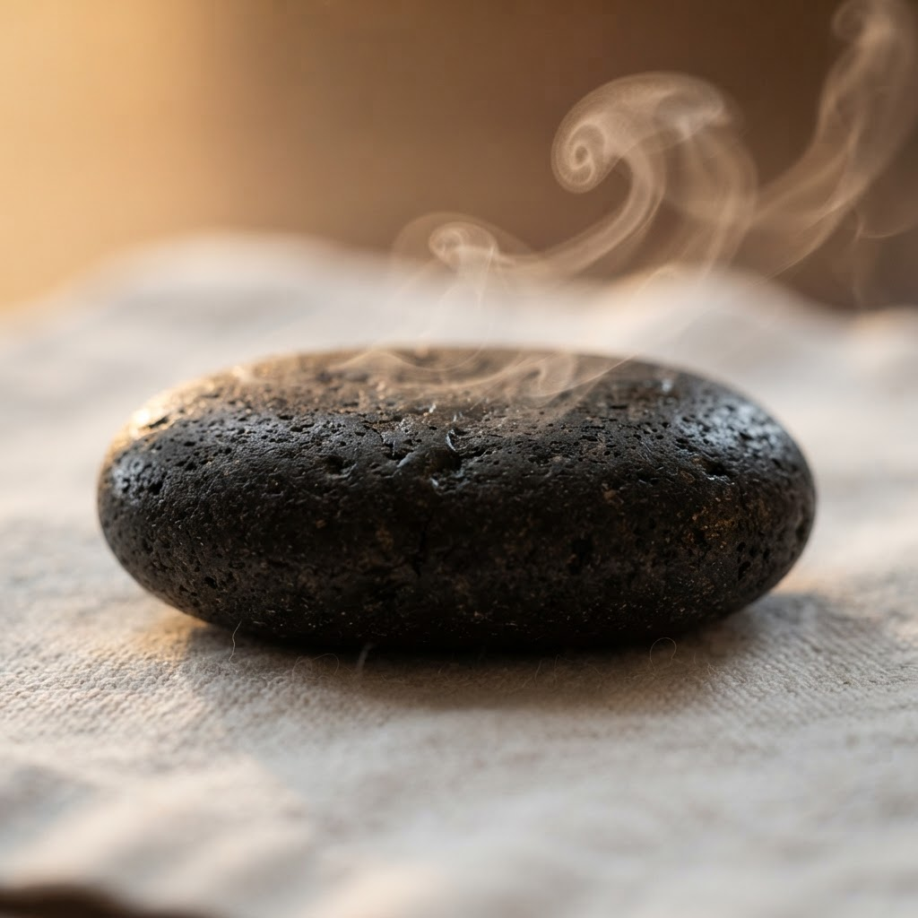 The stone warms what the hands cannot reach alone.